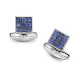 18ct White Gold Sapphire Small Square Cufflinks