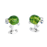 Sterling Silver and Green Enamel Tortoise Cufflinks
