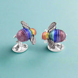 Limited Edition Sterling Silver Rainbow Bumble Bee Cufflinks