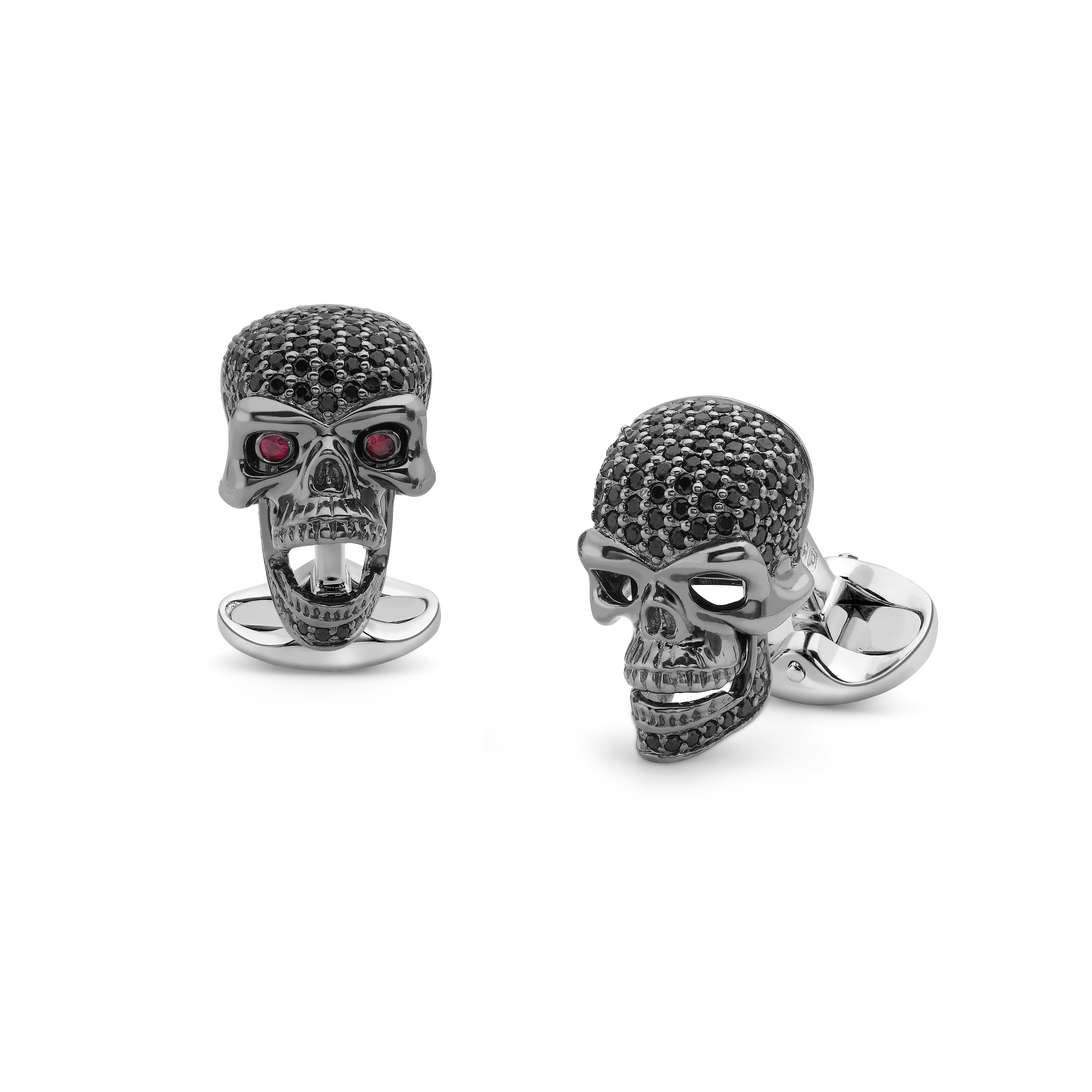 Spinel Skull Deakin Francis Skull Cufflinks Sterling Silver Black