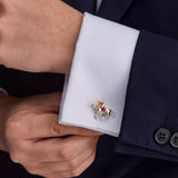 Sterling Silver Red and Yellow Horse & Jockey Cufflinks
