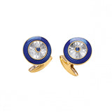 18ct Gold Round Crystal Cufflinks with Sapphire Centre