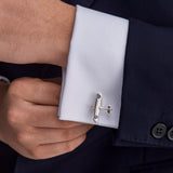 Sterling Silver Biplane Cufflinks with Rotating Propeller