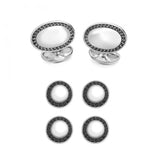 Sterling Silver Oval Dress Set with Black Spinel Border