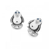 Sterling Silver Black Spinel Penguin Cufflinks