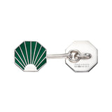 Sterling Silver Art Deco Green Sunburst Cufflinks