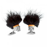 Sterling Silver Skulls with Black Hair Dress Stud Set