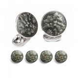Sterling Silver Dark Grey Haze Enamel Dress Stud Set