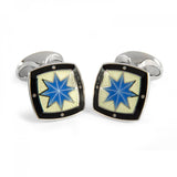 Sterling Silver Fancy Blue Star Enamel Cufflinks