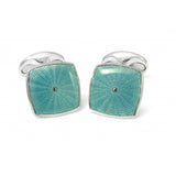 Sterling Silver Teal Blue Enamel Cufflinks
