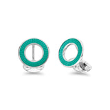 Sterling Silver Vitreous Enamel Faceted Cufflinks - Light Blue
