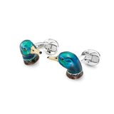 Silver Enamel Duck Cufflinks