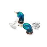 Silver Enamel Duck Cufflinks