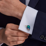Silver Enamel Duck Cufflinks