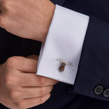 Sterling Silver Enamel Stag Cufflinks