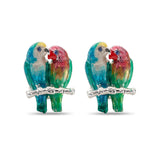 Silver Love Birds Sprung Oval Cufflinks