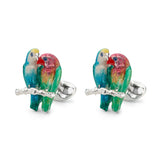 Silver Love Birds Sprung Oval Cufflinks
