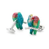 Silver Love Birds Sprung Oval Cufflinks