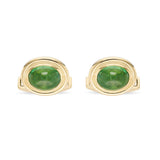 18ct Yellow Gold Oval Cufflinks with Tsavorite Cabochon Inlay
