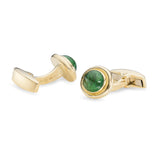 18ct Yellow Gold Oval Cufflinks with Tsavorite Cabochon Inlay