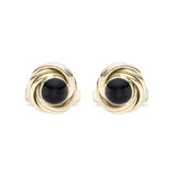 9ct Yellow Gold Knot Cufflinks with Onyx Cabochon Centre