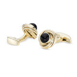 9ct Yellow Gold Knot Cufflinks with Onyx Cabochon Centre