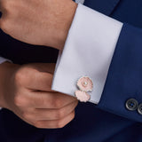 Sterling Silver Clam With Pearl Cufflinks