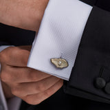 Sterling Silver Oxidised Oyster And Pearl Cufflinks