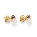 18ct Yellow Gold Cultured Pearl, Sapphire And Diamond Earrings