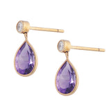 18ct Yellow Gold Amethyst and Diamond Drop Earrings