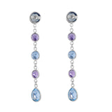 18ct White Gold Blue Topaz and Amethyst Drop Earrings