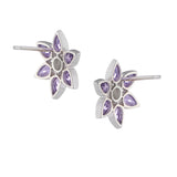 18ct White Gold Amethyst and Diamond Cluster Earrings