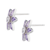 18ct White Gold Amethyst and Diamond Cluster Earrings