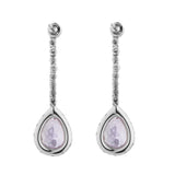 18ct White Gold Pink Sapphire, Diamond and Pink Kunzite Drop Earrings
