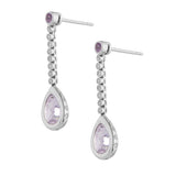 18ct White Gold Pink Sapphire, Diamond and Pink Kunzite Drop Earrings