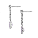 18ct White Gold Pink Sapphire, Diamond and Pink Kunzite Drop Earrings