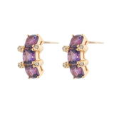 18ct Yellow Gold Amethyst And Diamond Half Hoop Earrings