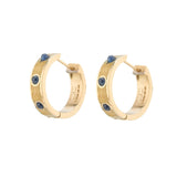 18ct Yellow Gold Sapphire And Clear Enamel Hoop Earrings