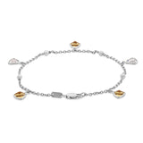 18ct White Gold Pink Morganite, Citrine and Cultured Pearl Bracelet