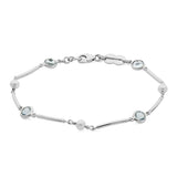 18ct White Gold Cultured Pearl and Aquamarine Bracelet