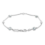 18ct White Gold Cultured Pearl and Aquamarine Bracelet