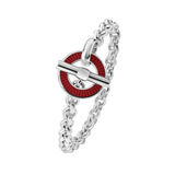 Sterling Silver Vitreous Enamel Faceted Bracelet - Red