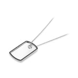 Sterling Silver ID Tag Pendant With Black Spinel Border