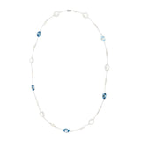 18ct White Gold Blue Topaz, Crystal And Pearl 24'' Necklace
