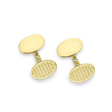 18ct Yellow Gold Plain and Engine Turned Oval Cufflinks