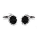 18ct White Gold Diamond Cufflinks with Onyx