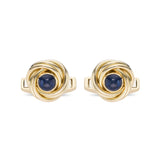 18ct Yellow Gold Knot Cufflinks with Sapphire Cabochon Centre