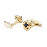 18ct Yellow Gold Knot Cufflinks with Sapphire Cabochon Centre