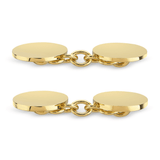 Plain Oval Cufflinks - 18ct Yellow Gold, Medium Weight