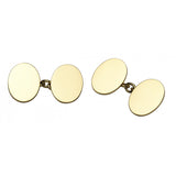 Plain Oval Cufflinks - 18ct Yellow Gold, Medium Weight